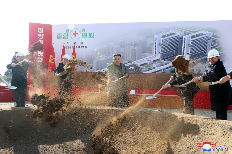 North Korean leader Kim Jong Un attends a groundbreaking ceremony for the new Pyongyang General Hospital